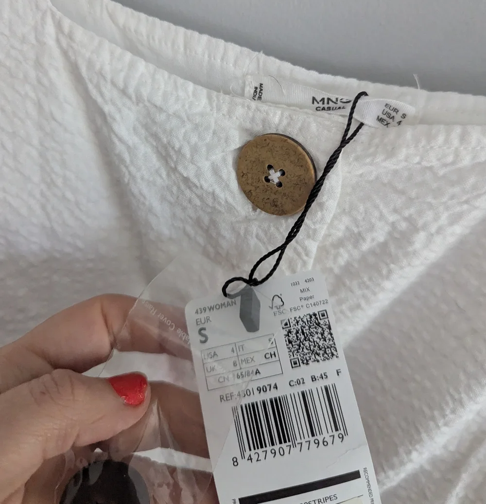NEW Women's MNG 4 White Button Down Dress - Picture 5 of 6